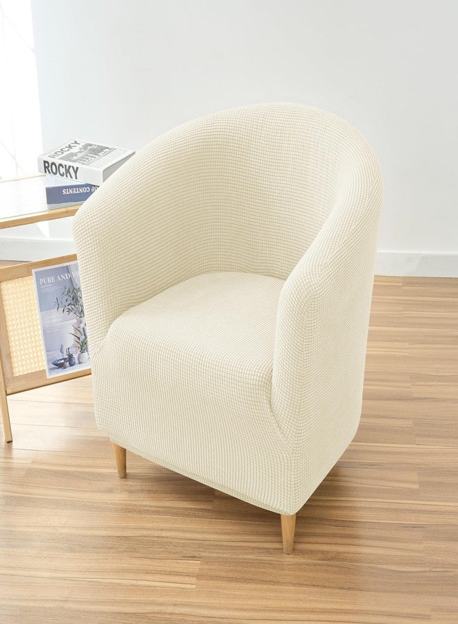 PENDEJATO Stretch Tub Chair Covers, 1-Piece Club Chair Slipcover Soft Jacquard Barrel Chair Cover Armchair Slipcovers Furniture Protector for Living Room (Beige) - Image 3